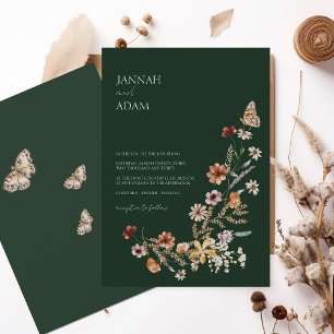 Invitation Rustic Emerald Green Fleur sauvage Mariage