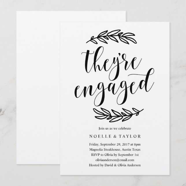 Invitation Rustic Engagement Party (Devant / Derrière)