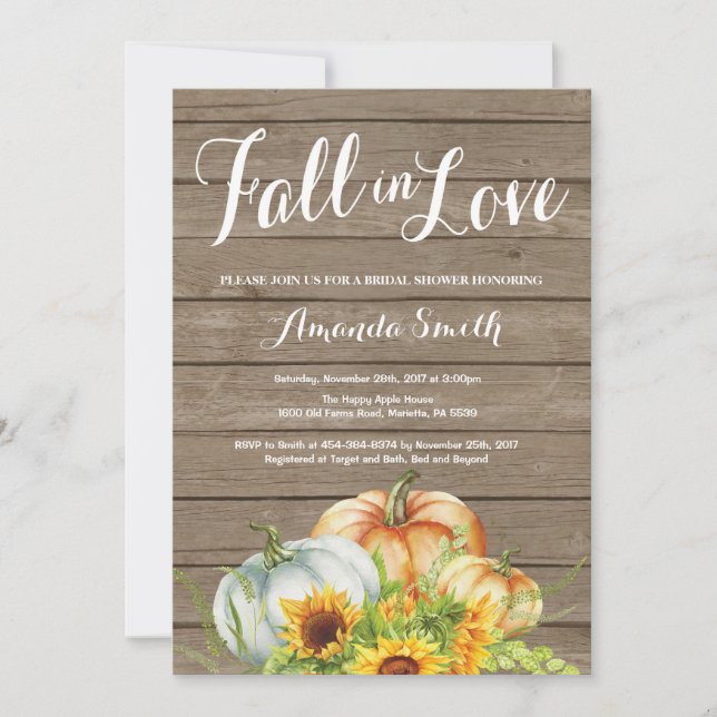 Invitation Rustic Fall Bridal Shower (Devant)