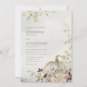 Invitation Rustic Fall Citrouille Floral Mariage Photo