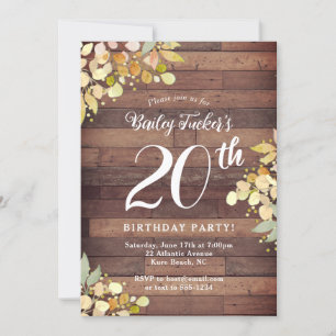 Invitation Rustic Fall Florals Gold Foil Dots 20e anniversair