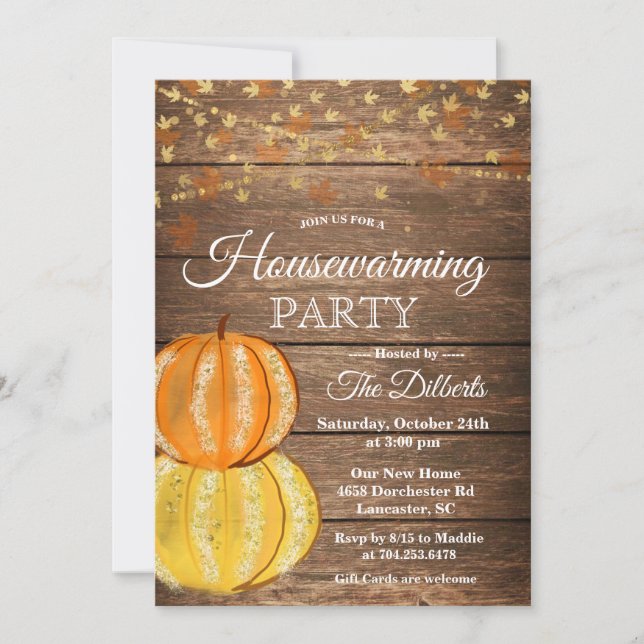 Invitation Rustic Fall Houseéchauffement (Devant)