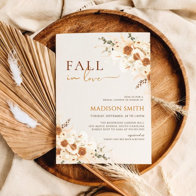 Invitation Rustic Fall in Love Fête des mariées Boho Terracot (Créateur téléchargé)