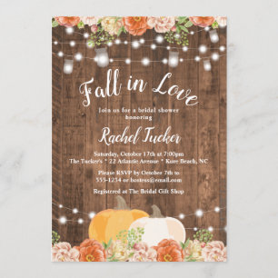 Invitation Rustic Fall in Love Mason Jar Lumières Fête des ma