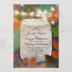 Invitation Rustic Fall quitte Mason Jar String Mariage
