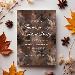 Invitation Rustic Fall quitte Thanksgiving Cocktail Party