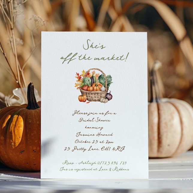 Invitation Rustic Fall She's Off the Market Fête des mariées (Créateur téléchargé)