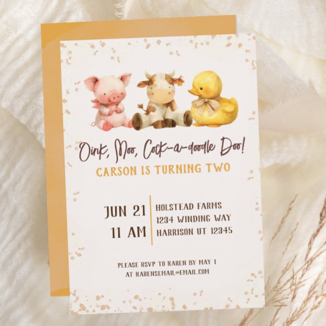 Invitation Rustic Farm Animal Deuxième Anniversaire (Créateur téléchargé)