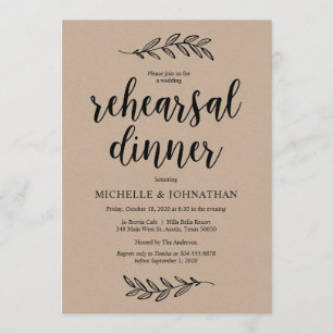 Invitation Rustic Farm Brown Kraft, Dîner de répétition