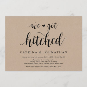 Invitation Rustic Farm Kraft, script noir, Elopement Mariage