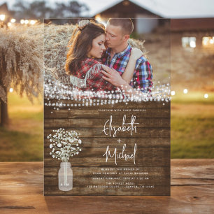 Invitation Rustic Farmhouse Baby's Breath Jar Mariage