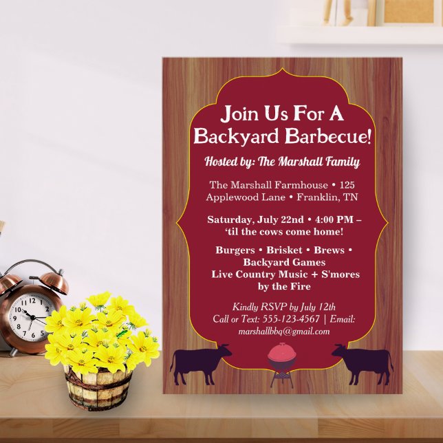 Invitation Rustic Farmhouse BBQ Party Invite Summer Party  (Créateur téléchargé)