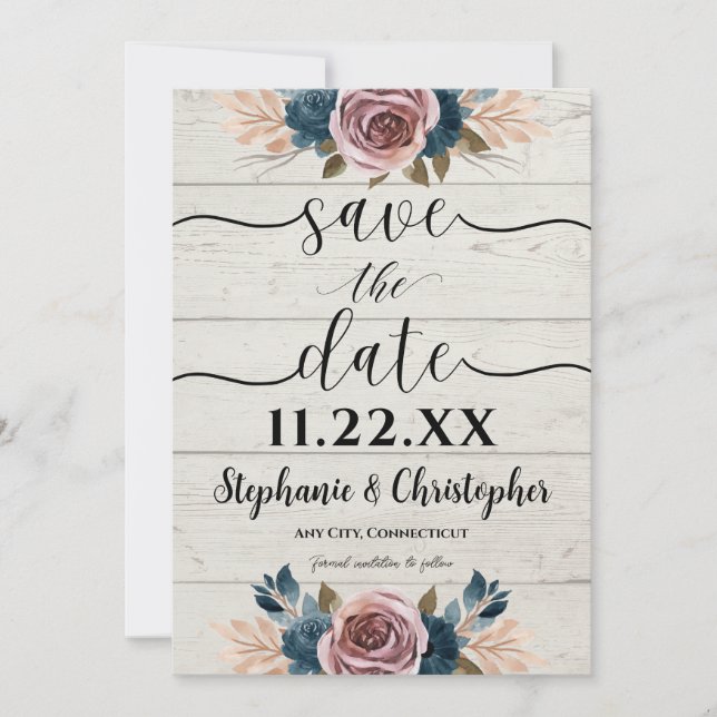 Invitation Rustic Farmhouse Wood Watercolor Enregistrer la da (Devant)