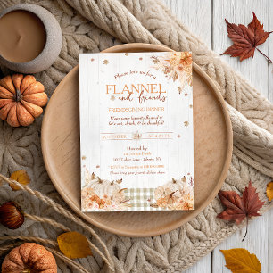 Invitation Rustic Flannel et amis Thanksgiving Party