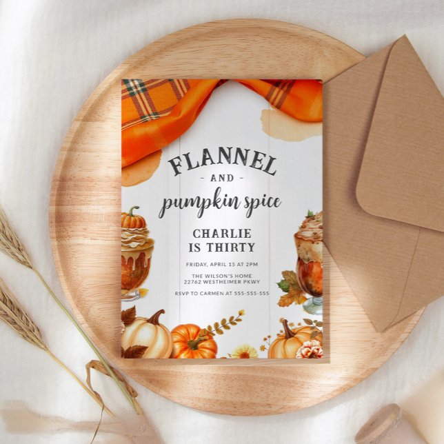 Invitation Rustic Flannel et Citrouille Automne Anniversaire (Créateur téléchargé)