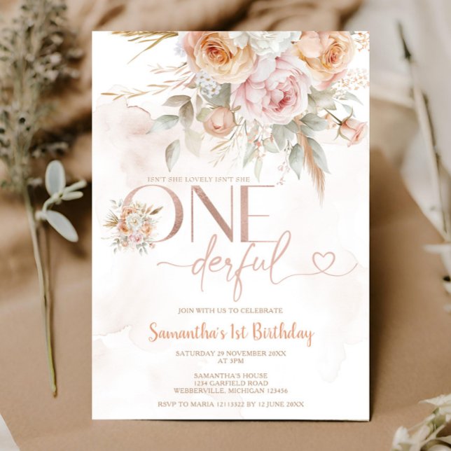 Invitation Rustic Floral n'est-elle pas géniale 1er anniversa (Créateur téléchargé)