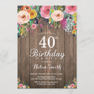 Invitation Rustic Floral pour les femmes