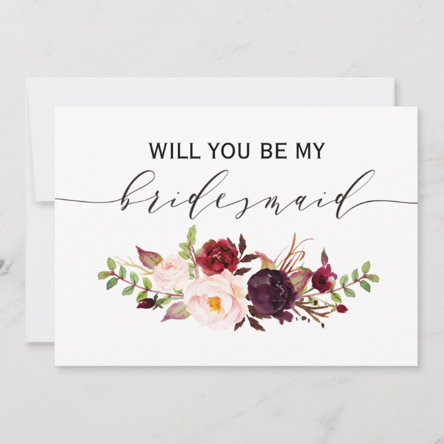 Invitation Rustic Floral Seras-tu ma servante d'honneur | 2cô (Devant)