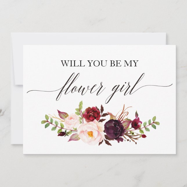 Invitation Rustic Floral Serez-vous ma fille de fleurs (Devant)