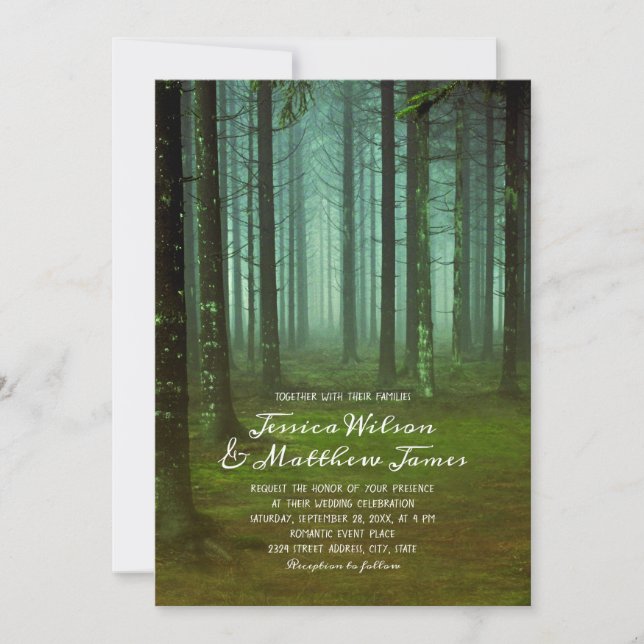 Invitation Rustic Forest Magique Woods Mariage campagnard d'a (Devant)