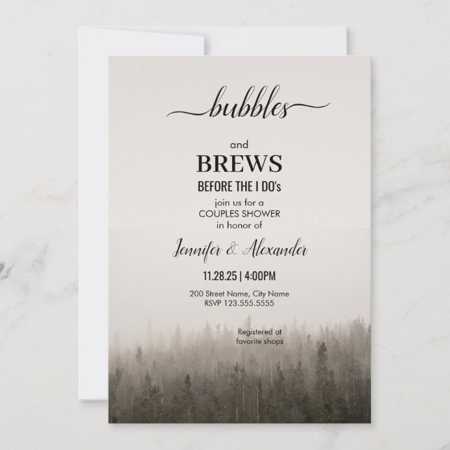 Invitation Rustic Forest Misty Landscape (Devant)