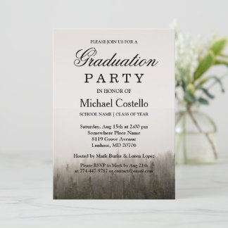 Invitation Rustic Forest Misty Landscape Graduation Party