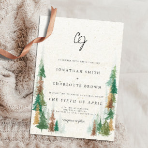 Invitation Rustic Forest & Mountains Monogram Mariage