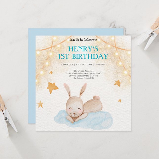 Invitation Rustic Forest Woodland Animals Wild One Birthday (Devant/Arrière en situation)