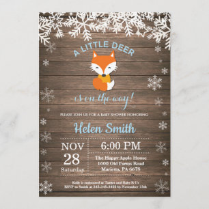 Invitation Rustic Fox Winter Boy Baby shower
