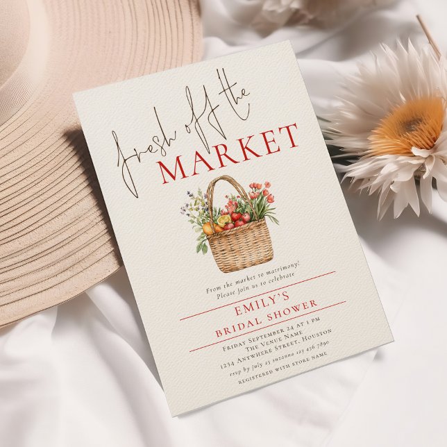 Invitation Rustic Fresh off the Market Fête des mariées (Shown on Felt Ecru option)