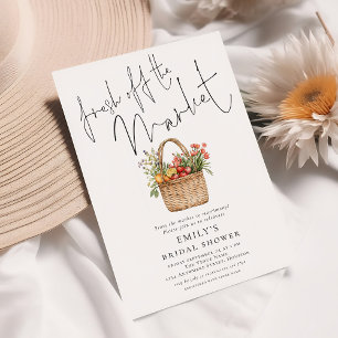 Invitation Rustic Fresh off the Market Script Fête des mariée