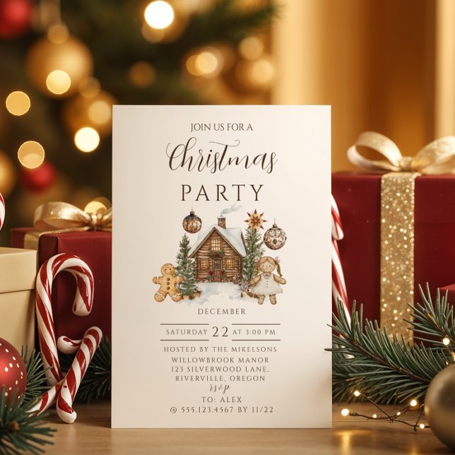 Invitation Rustic Gingerbread Cabin Christmas (Créateur téléchargé)