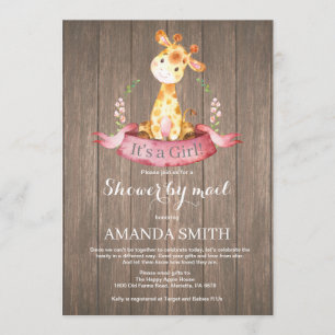 Invitation Rustic Girl Giraffe Baby shower par Mail Invitatio