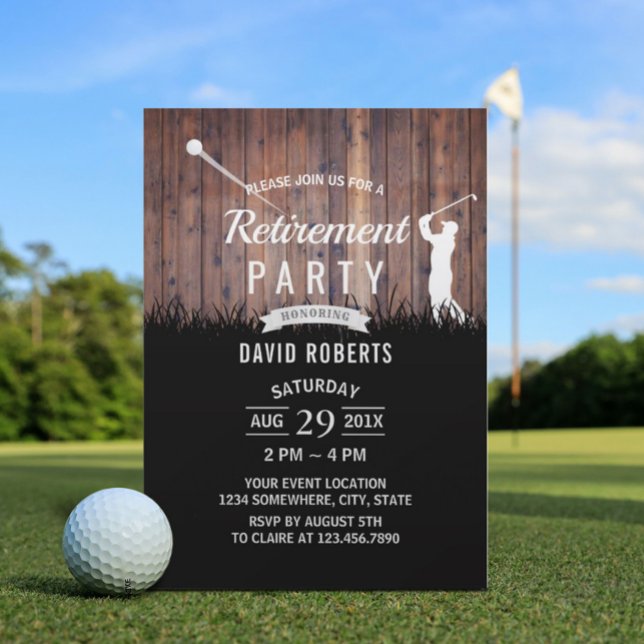 Invitation Rustic Golf Sport Parti de retraite (Créateur téléchargé)