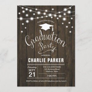 Invitation Rustic Graduation Party Motif de bois