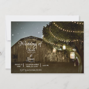 Invitation Rustic Grange & Arbre Lumières Country Jars Mariag