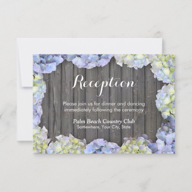 Invitation Rustic Grange Bois Hydrangea Réception de mariage (Devant)