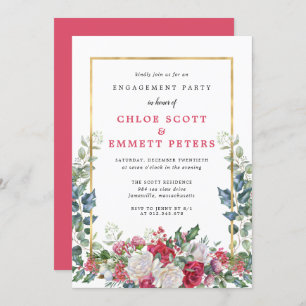 Invitation Rustic Holly Berries