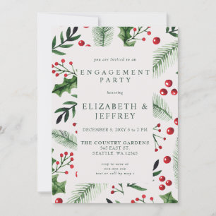 Invitation Rustic Holly Berries