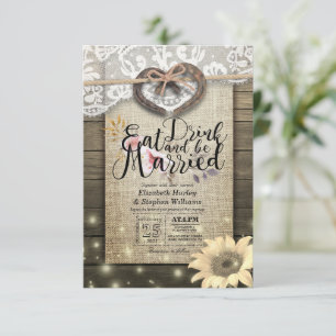 Invitation Rustic Horseshoe Lace EAT Boire Soyez Marié Mariag