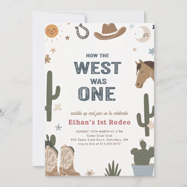 Invitation Rustic How The West Was One Cowboy 1st Birthday (Devant)
