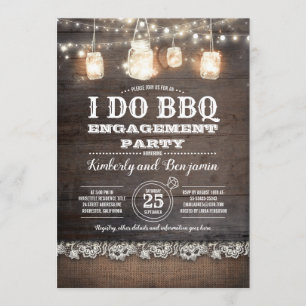 Invitation Rustic I DO BBQ Engagement Party Couples Douche