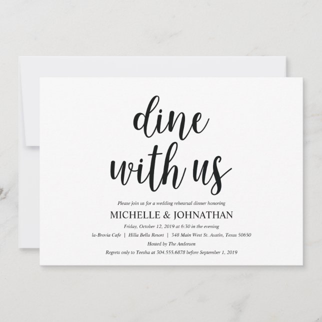 Invitation Rustic Kraft Mariage Dîner de répétition Invitatio (Devant)