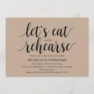 Invitation Rustic Kraft Mariage Dîner de répétition Invitatio