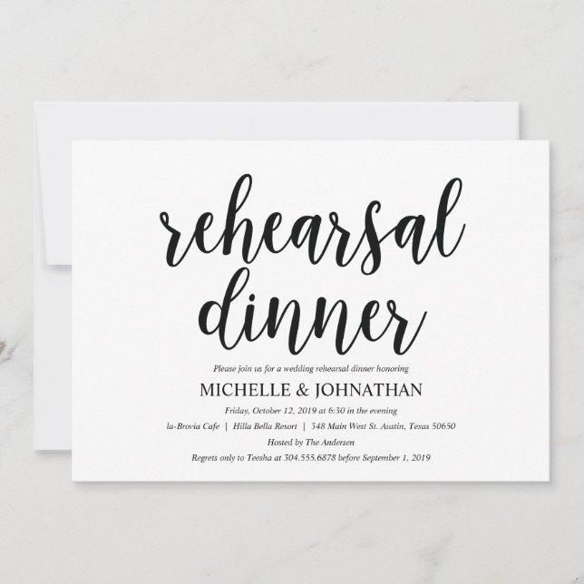 Invitation Rustic Kraft Mariage Dîner de répétition Invitatio (Devant)