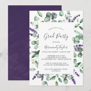 Invitation Rustic Lavender et Eucalyptus Graduation Party