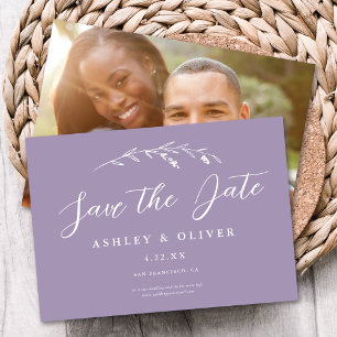 Invitation Rustic Lavender Fleur sauvage + Photo Enregistrer 
