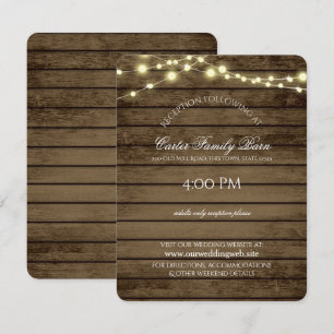 Invitation Rustic Lights et Barn Wood Détails Mariage