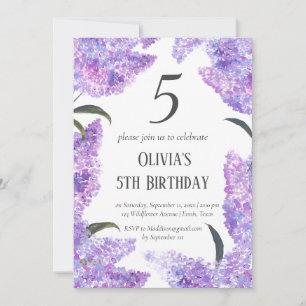 Invitation Rustic Lilac 5e anniversaire Fleur sauvage Anniver