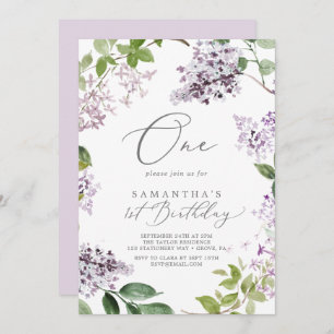 Invitation Rustic Lilac Première fête d'anniversaire